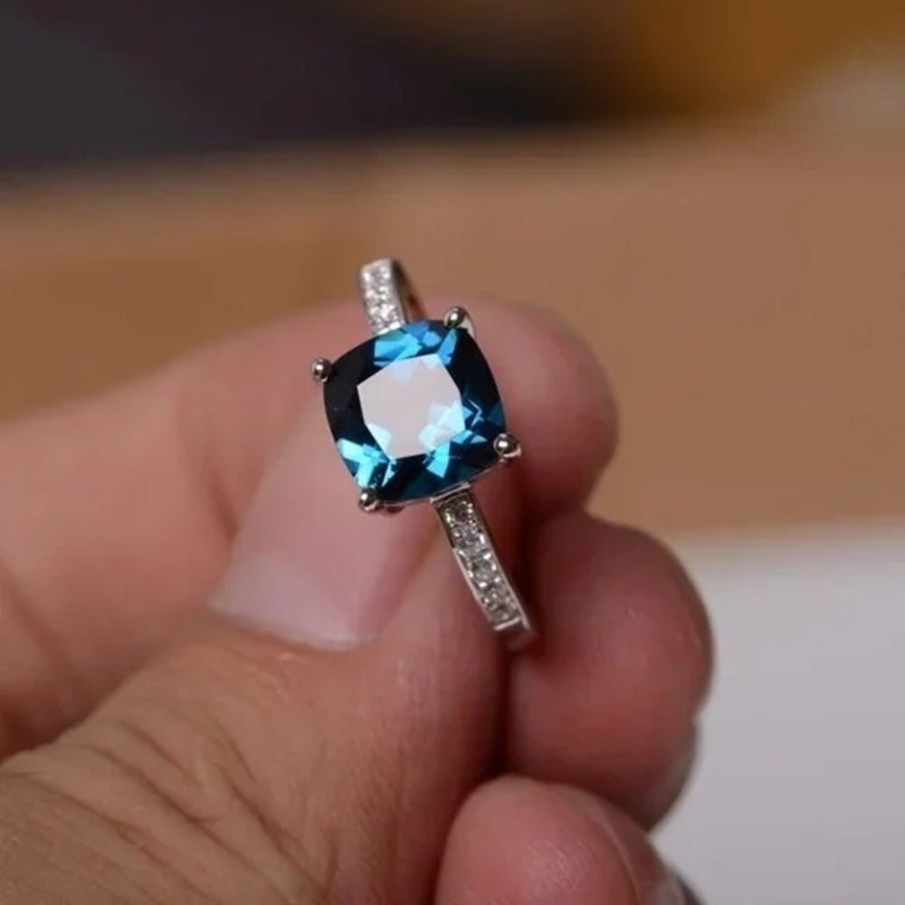 London Blue Topaz Ring 925 Sterling Silver